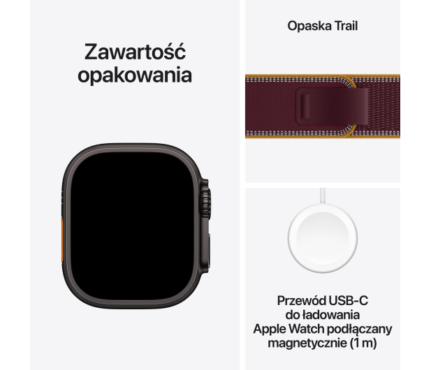Apple Watch Ultra 4/Czarny Tytan/Burgundowa Opaska Trail S/M - 1594120 - zdjęcie 7
